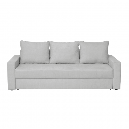 Canapea NICO II 3L extensibila, 3 locuri, cu arcuri si lada depozitare, gri deschis, 220x85x75 cm