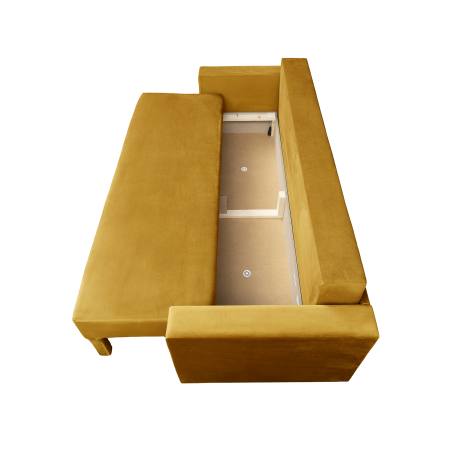 Canapea NICO II extensibila, 3 locuri, cu arcuri si lada depozitare, galben, 220x85x75 cm [3]