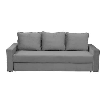 Canapea NICO II extensibila, 3 locuri, cu arcuri si lada depozitare, gri deschis, 220x85x75 cm