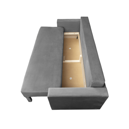 Canapea NICO II extensibila, 3 locuri, cu arcuri si lada depozitare, gri deschis, 220x85x75 cm [3]