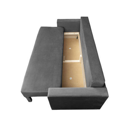 Canapea NICO II extensibila, 3 locuri, cu arcuri si lada depozitare, gri inchis, 220x85x75 cm [3]