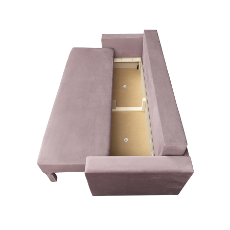 Canapea NICO II extensibila, 3 locuri, cu arcuri si lada depozitare, roz pudra, 220x85x75 cm [3]