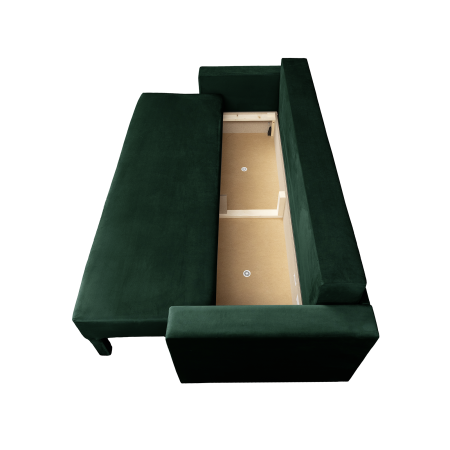 Canapea NICO II extensibila, 3 locuri, cu arcuri si lada depozitare, verde inchis, 220x85x75 cm [3]