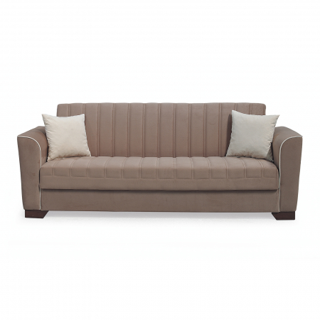 Canapea QUEEN extensibila, 3 locuri, cu arcuri si lada depozitare, cappuccino, 218x70x80 cm