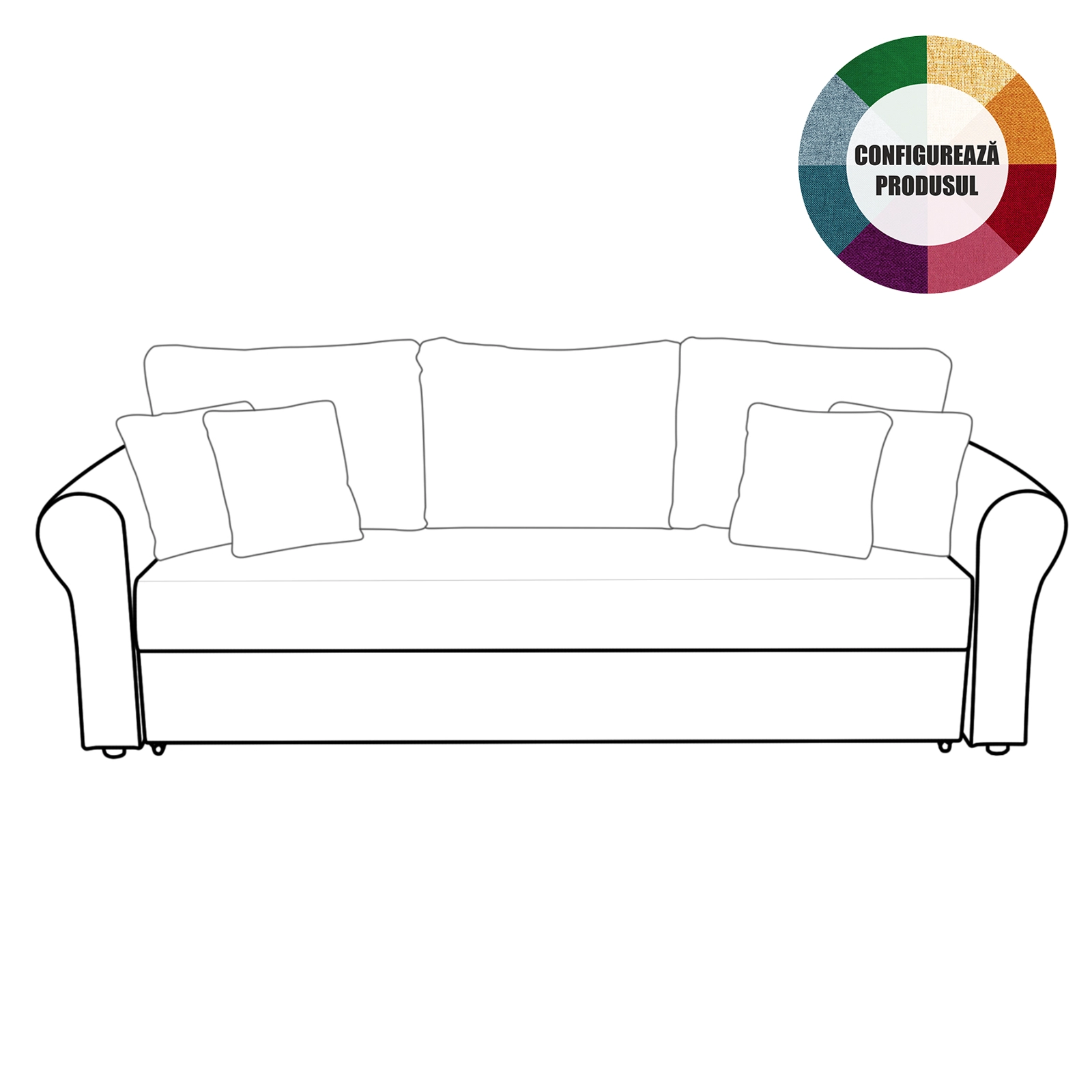 Colectia Sara - Canapea SARA II extensibila, 3 locuri, cu lada depozitare, 235x90x75 cm - ExpoMob