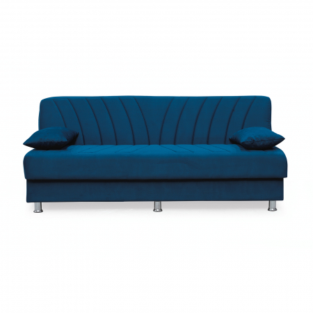 Canapea VALERIA extensibila, 3 locuri, cu arcuri si lada depozitare, albastru, 190x82x83 cm