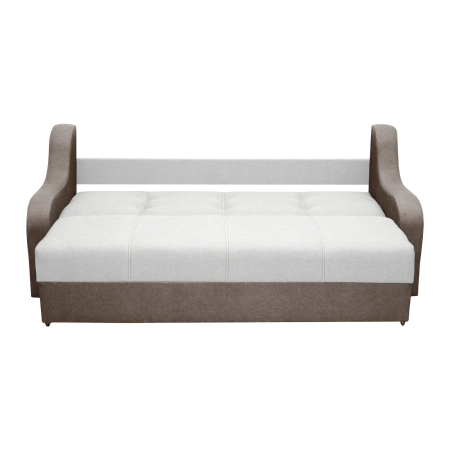 Canapele Extensibile - Canapea VALY II extensibila, 3 locuri, cu lada depozitare, maro deschis + gri deschis, 215x90x95 cm