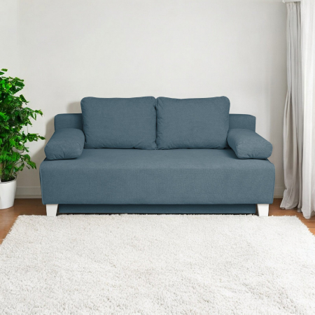 Canapea YASMIN II extensibila, 3 locuri, cu arcuri si lada depozitare, albastru deschis, 190x100x90 cm [6]