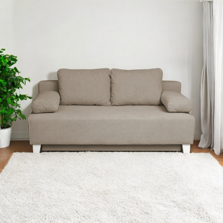 Canapea YASMIN II extensibila, 3 locuri, cu arcuri si lada depozitare, crem, 190x100x90 cm [6]