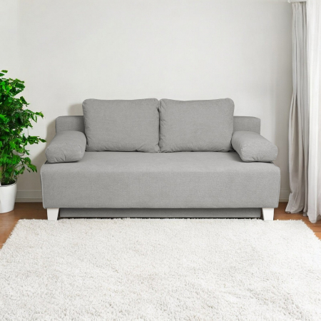 Canapea YASMIN II extensibila, 3 locuri, cu arcuri si lada depozitare, gri deschis, 190x100x90 cm [6]