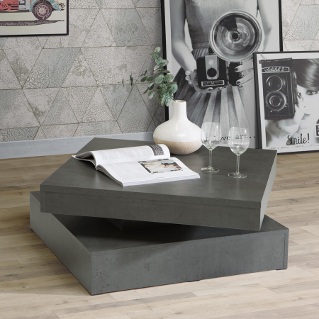 Masuta cafea COFFEE TABLE, rotativa, gri inchis, 91x35x78cm