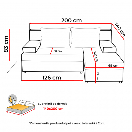 Coltar ANA extensibil, cu lada depozitare, colt interschimbabil, 200x140x83 cm [5]
