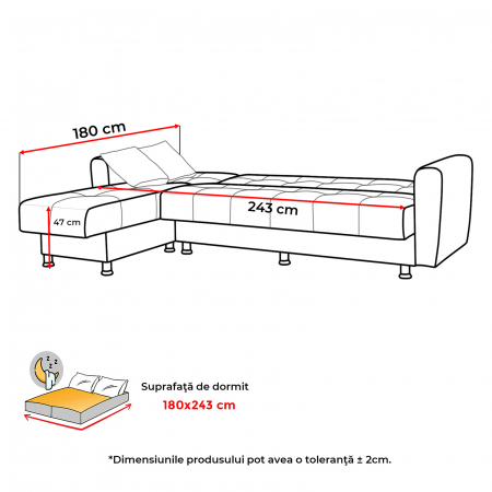 Coltar ANGELA extensibil, cu lada depozitare, colt interschimbabil, 283x165x83 cm [5]