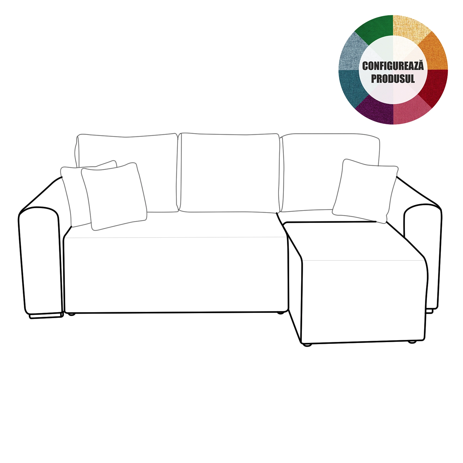 Coltare Moderne - Coltar/Canapea BEGA extensibil, cu arcuri si lada depozitare, colt interschimbabil, 240x153x80 cm - ExpoMob