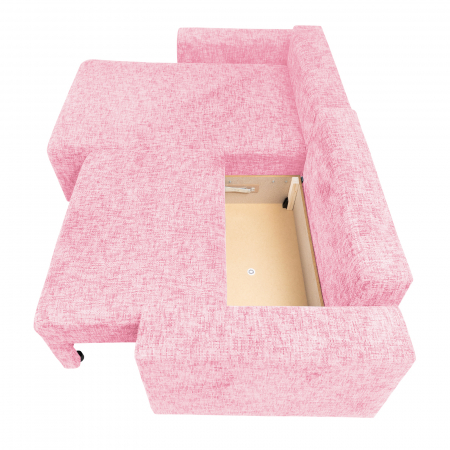 Coltar DALLAS ONE extensibil, cu lada depozitare, colt interschimbabil, roz, 258x173x90 cm [4]