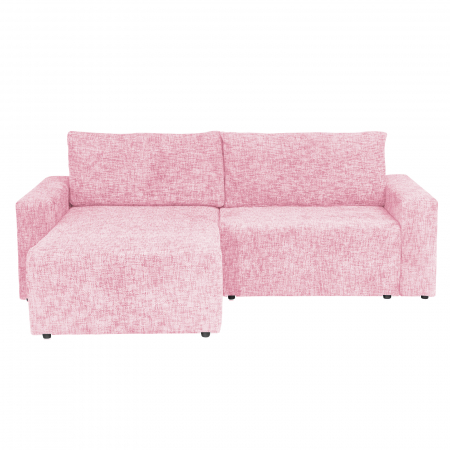 Coltare Moderne - Coltar DALLAS ONE extensibil, cu lada depozitare, colt interschimbabil, roz, 258x173x90 cm