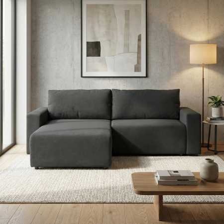 Coltar extensibil DALLAS ONE, cu lada depozitare, colt interschimbabil, antracit, 258x173x90 cm [5]