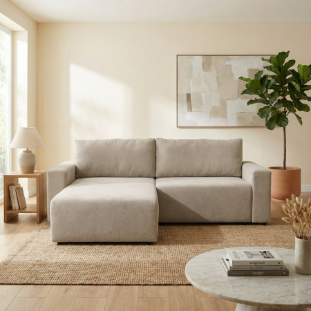 Coltar extensibil DALLAS ONE, cu lada depozitare, colt interschimbabil, bej, 258x173x90 cm [5]