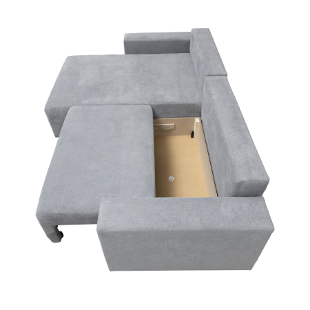 Coltare Extensibile - Coltar extensibil DALLAS ONE, cu lada depozitare, colt interschimbabil, gri deschis, 258x173x90 cm