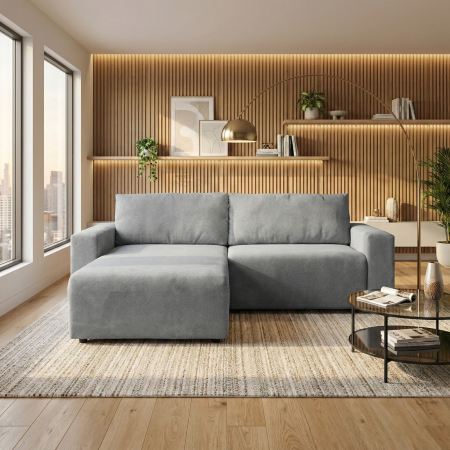 Coltar extensibil DALLAS ONE, cu lada depozitare, colt interschimbabil, gri deschis, 258x173x90 cm [5]