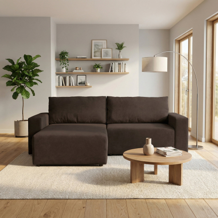 Coltar extensibil DALLAS ONE, cu lada depozitare, colt interschimbabil, maro, 258x173x90 cm [5]