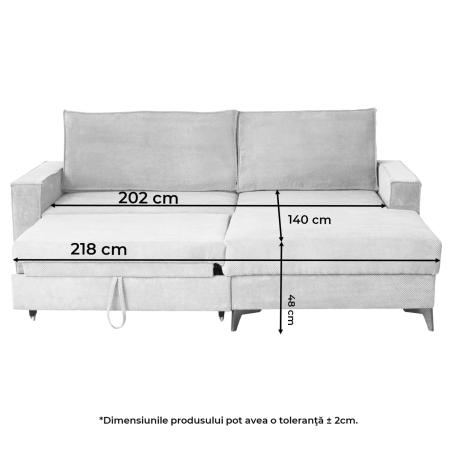 Coltar extensibil FREDERIC, cu arcuri si lada depozitare, colt dreapta, caramiziu, 235x160x95 cm [11]