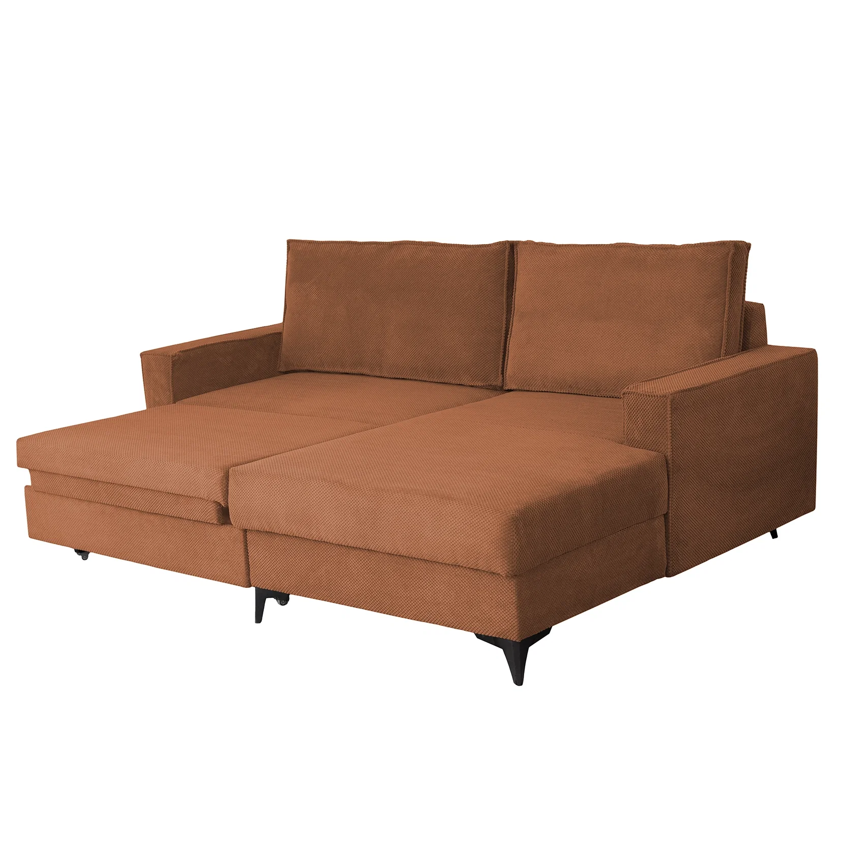 Coltar extensibil FREDERIC, cu arcuri si lada depozitare, colt dreapta, caramiziu, 235x160x95 cm [2]