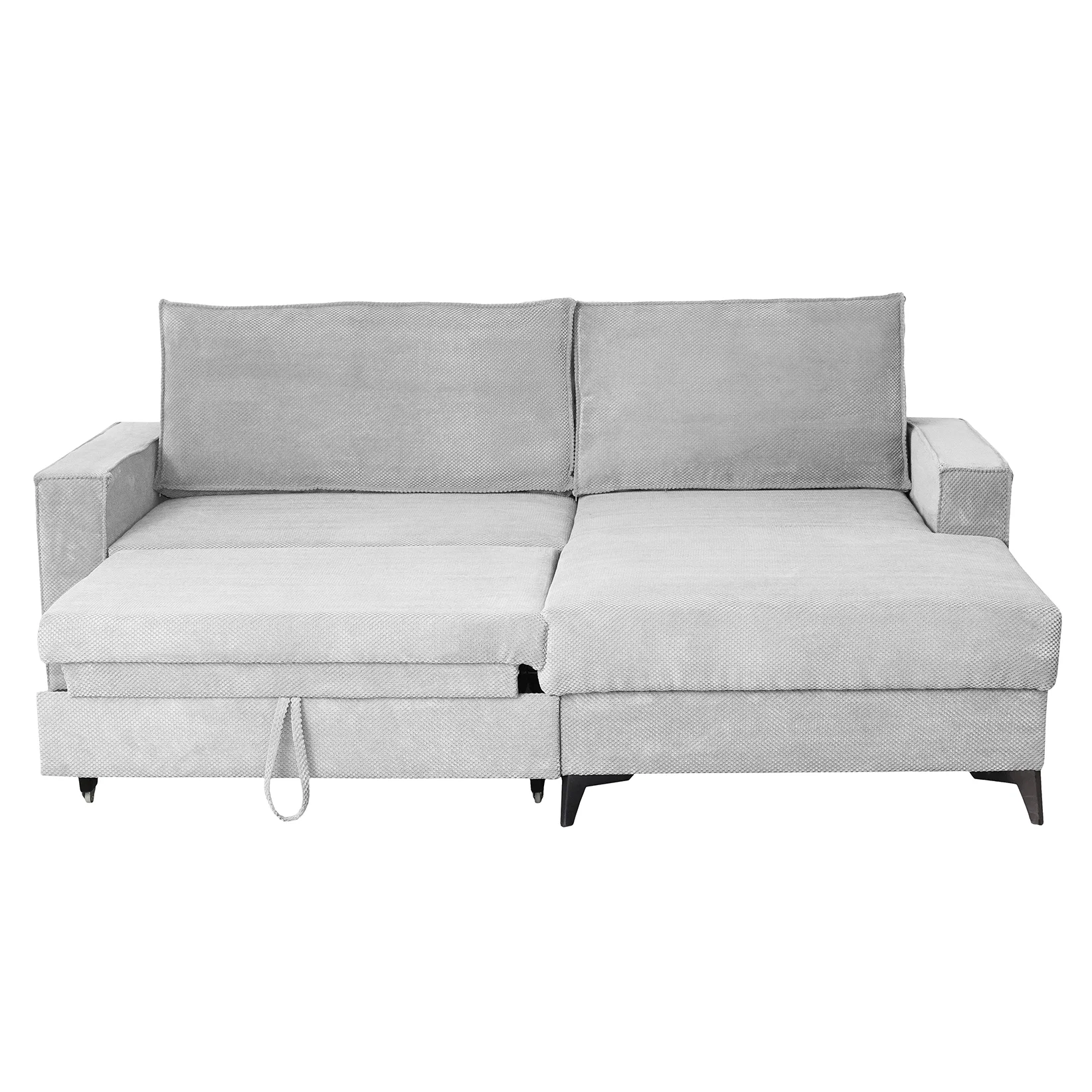 Coltar extensibil FREDERIC, cu arcuri si lada depozitare, colt dreapta, gri deschis, 235x160x95 cm [1]