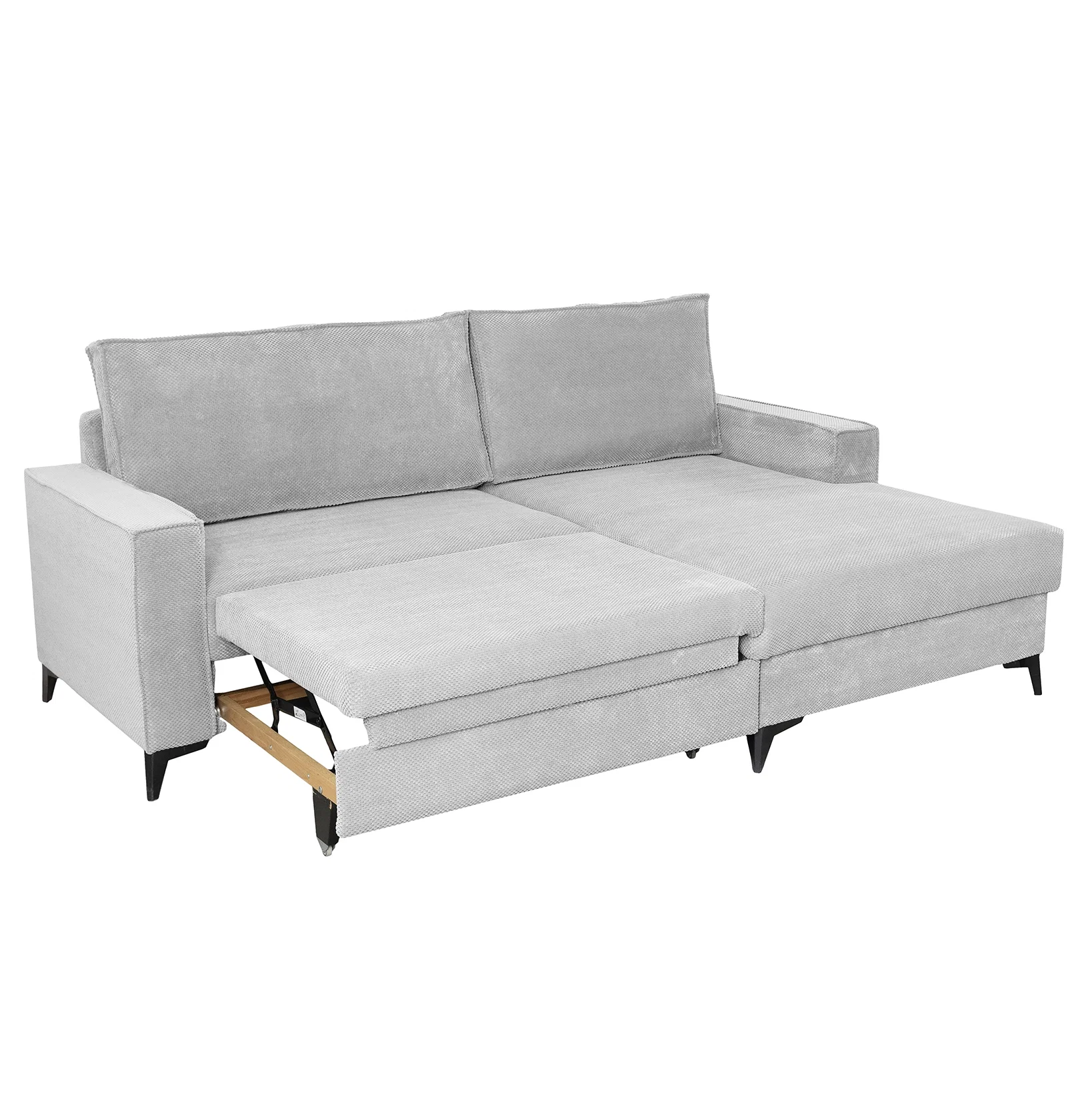 Coltar extensibil FREDERIC, cu arcuri si lada depozitare, colt dreapta, gri deschis, 235x160x95 cm [3]