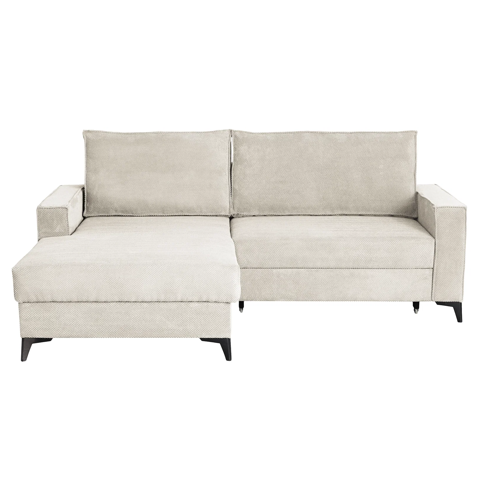 Coltar extensibil FREDERIC, cu arcuri si lada depozitare, colt stanga, bej, 235x160x95 cm