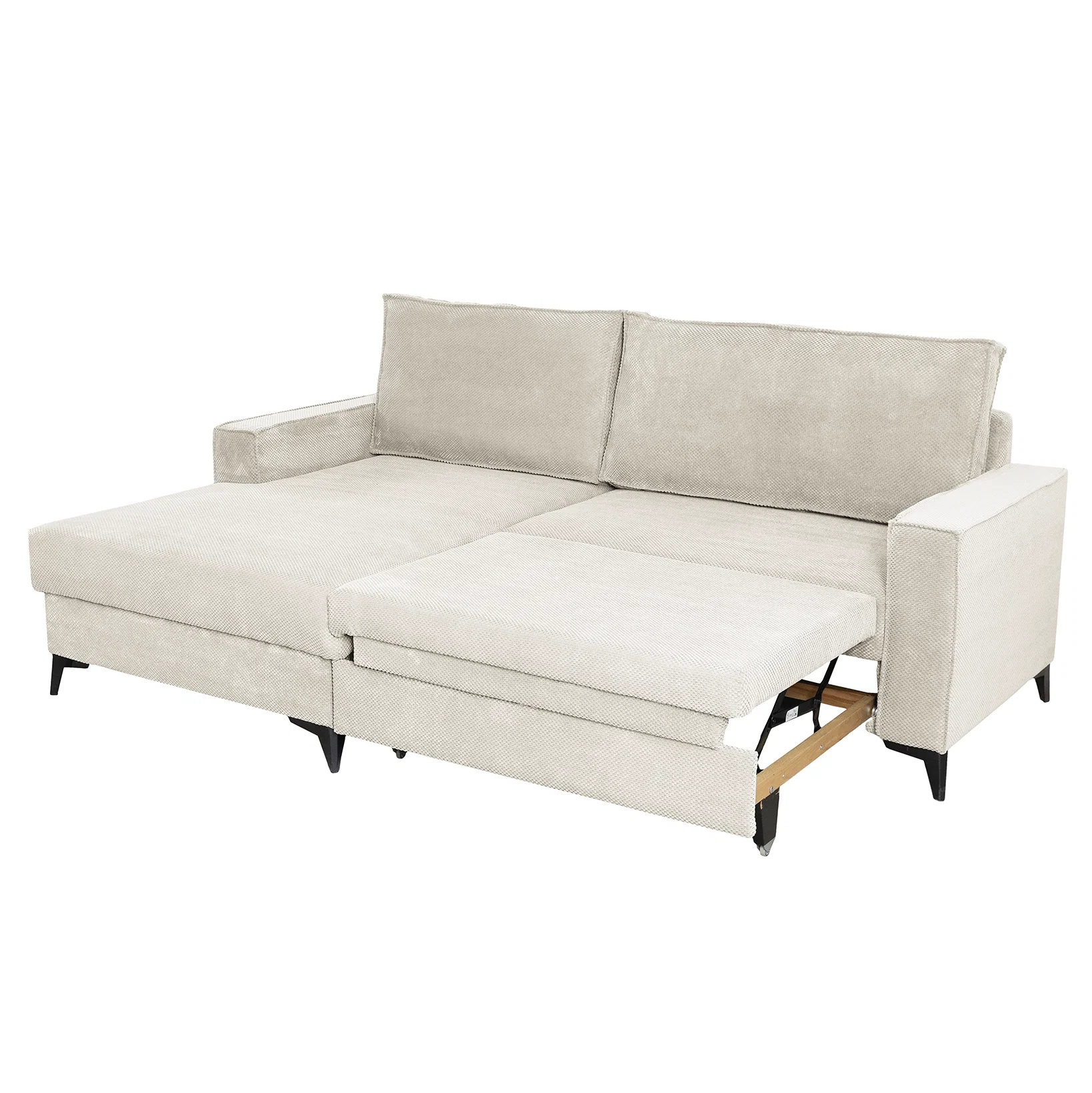 Coltar extensibil FREDERIC, cu arcuri si lada depozitare, colt stanga, bej, 235x160x95 cm [3]