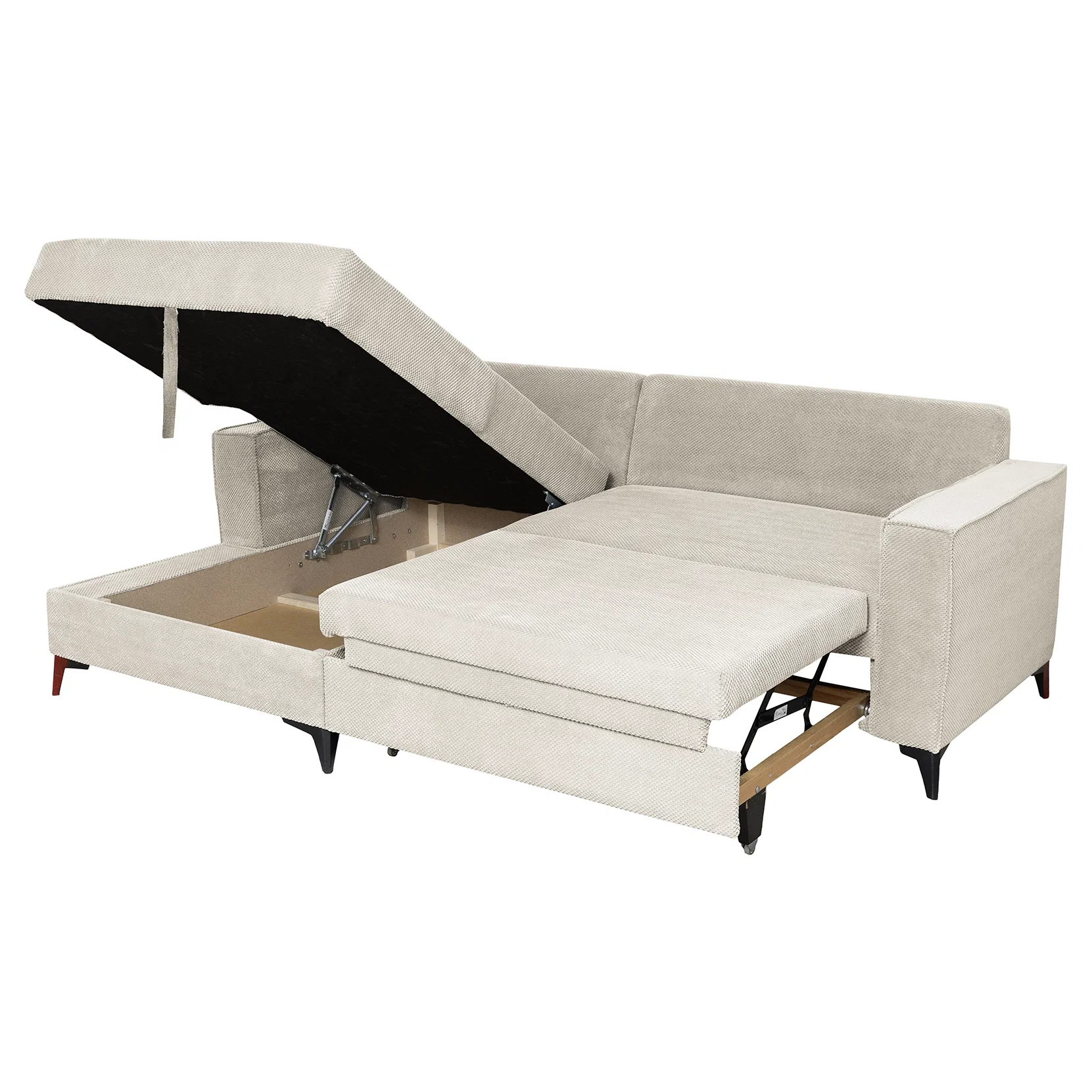 Coltar extensibil FREDERIC, cu arcuri si lada depozitare, colt stanga, bej, 235x160x95 cm [4]
