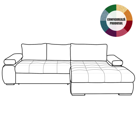 Coltar extensibil INFINITY, cu arcuri si lada depozitare, colt dreapta, diverse culori Grupa 2, 295x177x90 cm