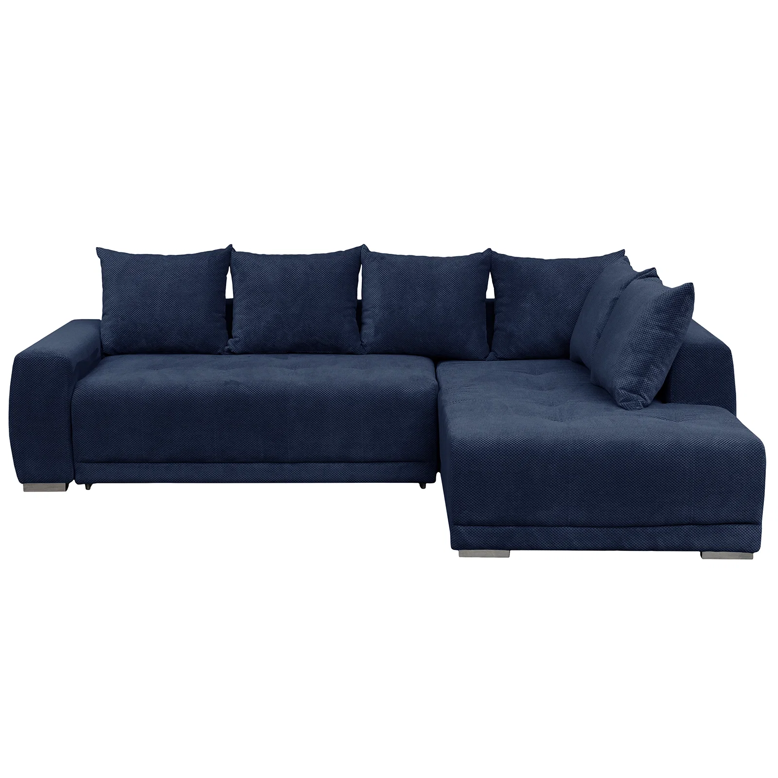 Coltar extensibil MARIBO LC, cu arcuri si lada depozitare, colt dreapta, albastru, 282x205x92 cm