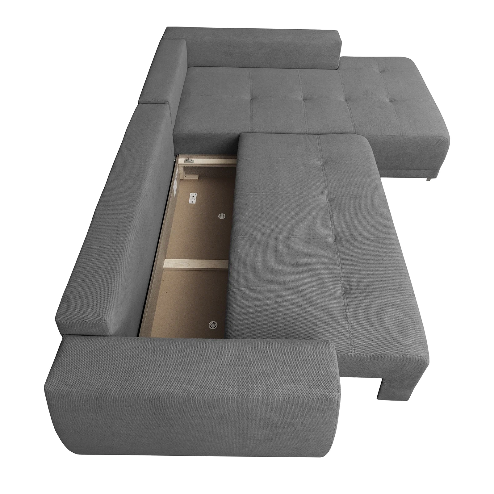 Coltar extensibil MARIBO LC, cu arcuri si lada depozitare, colt dreapta, gri, 282x205x92 cm [3]
