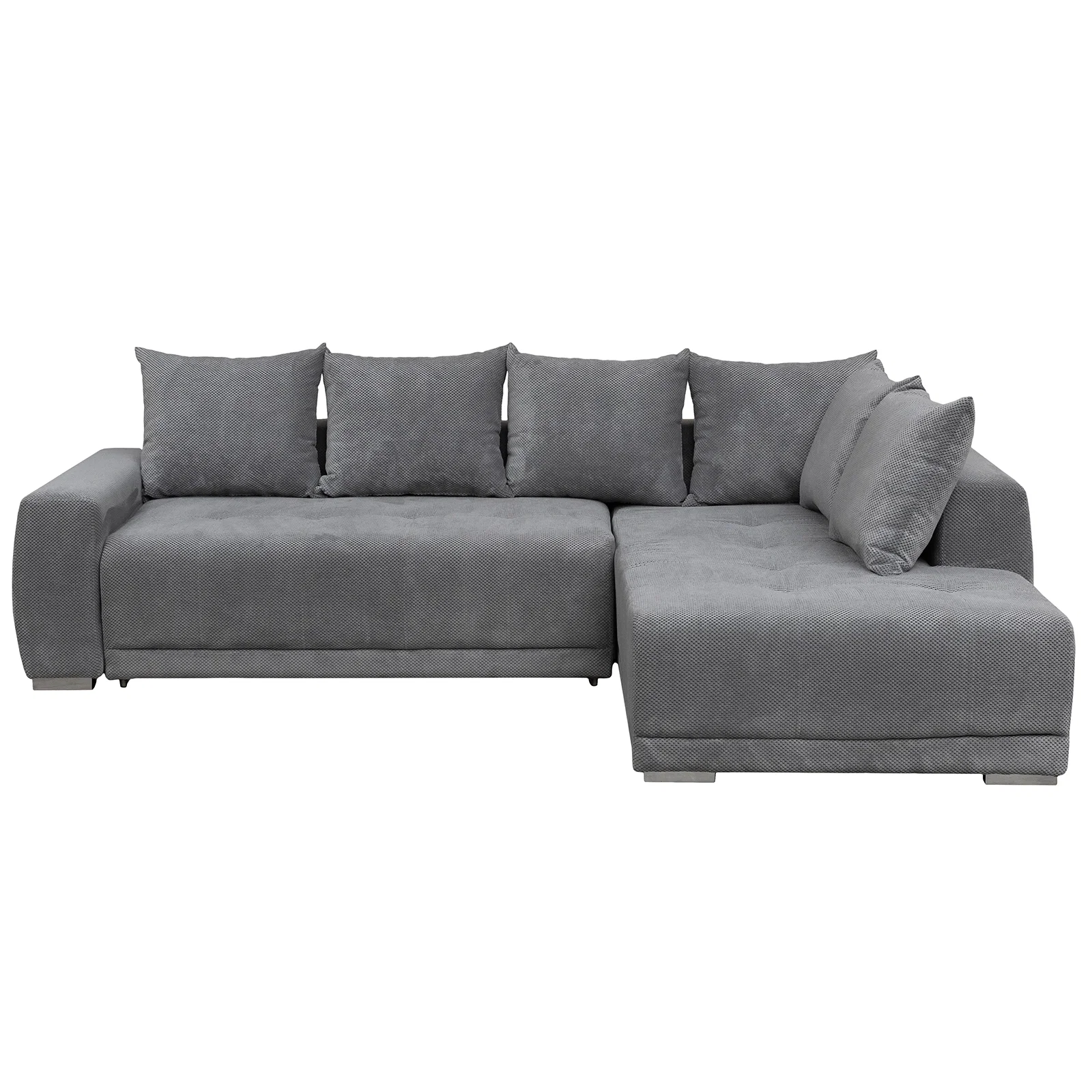 Coltar extensibil MARIBO LC, cu arcuri si lada depozitare, colt dreapta, gri, 282x205x92 cm