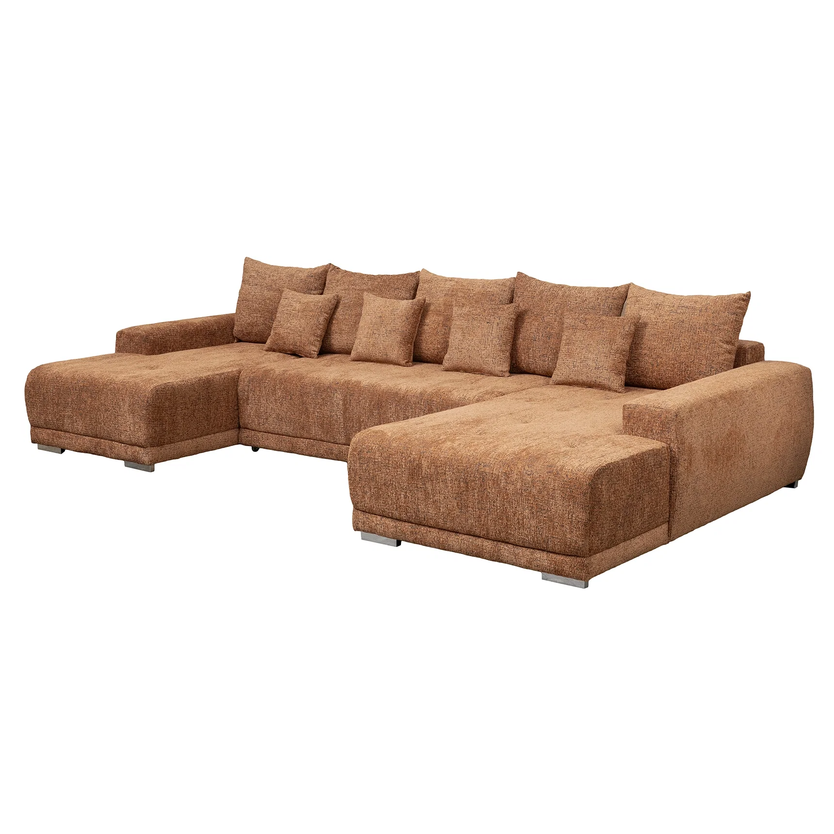 Coltar extensibil MARIBO U, cu arcuri si lada depozitare, colt stanga, caramiziu, 350x203x90 cm [1]