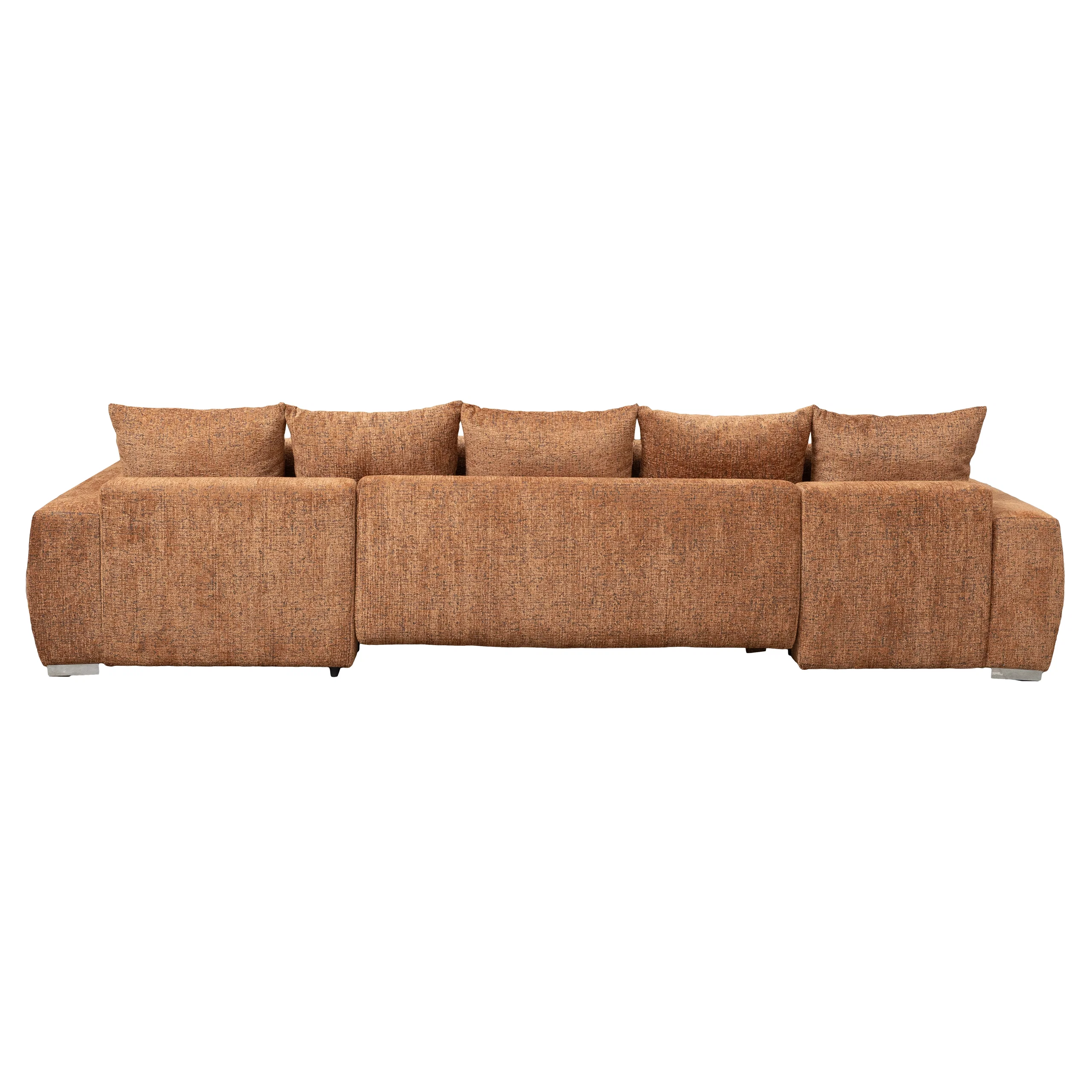 Coltar extensibil MARIBO U, cu arcuri si lada depozitare, colt stanga, caramiziu, 350x203x90 cm [6]