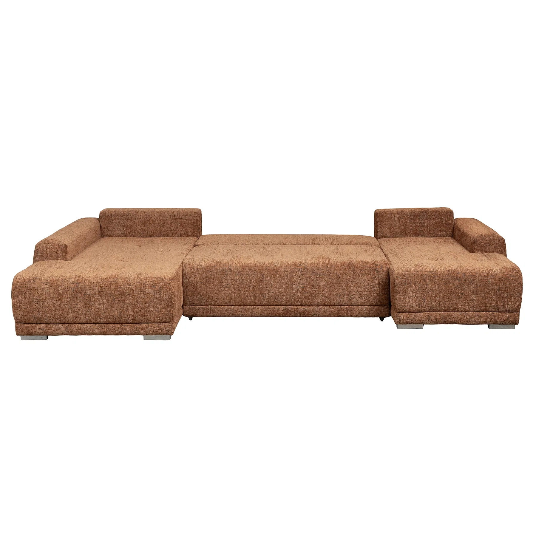 Coltar extensibil MARIBO U, cu arcuri si lada depozitare, colt stanga, caramiziu, 350x203x90 cm [4]