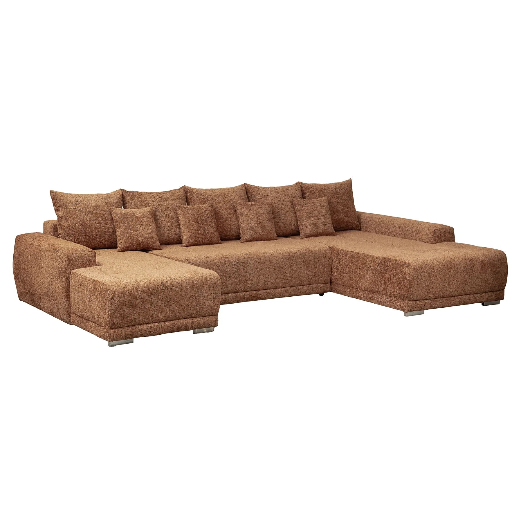 Coltar extensibil MARIBO U, cu arcuri si lada depozitare, colt stanga, caramiziu, 350x203x90 cm [2]