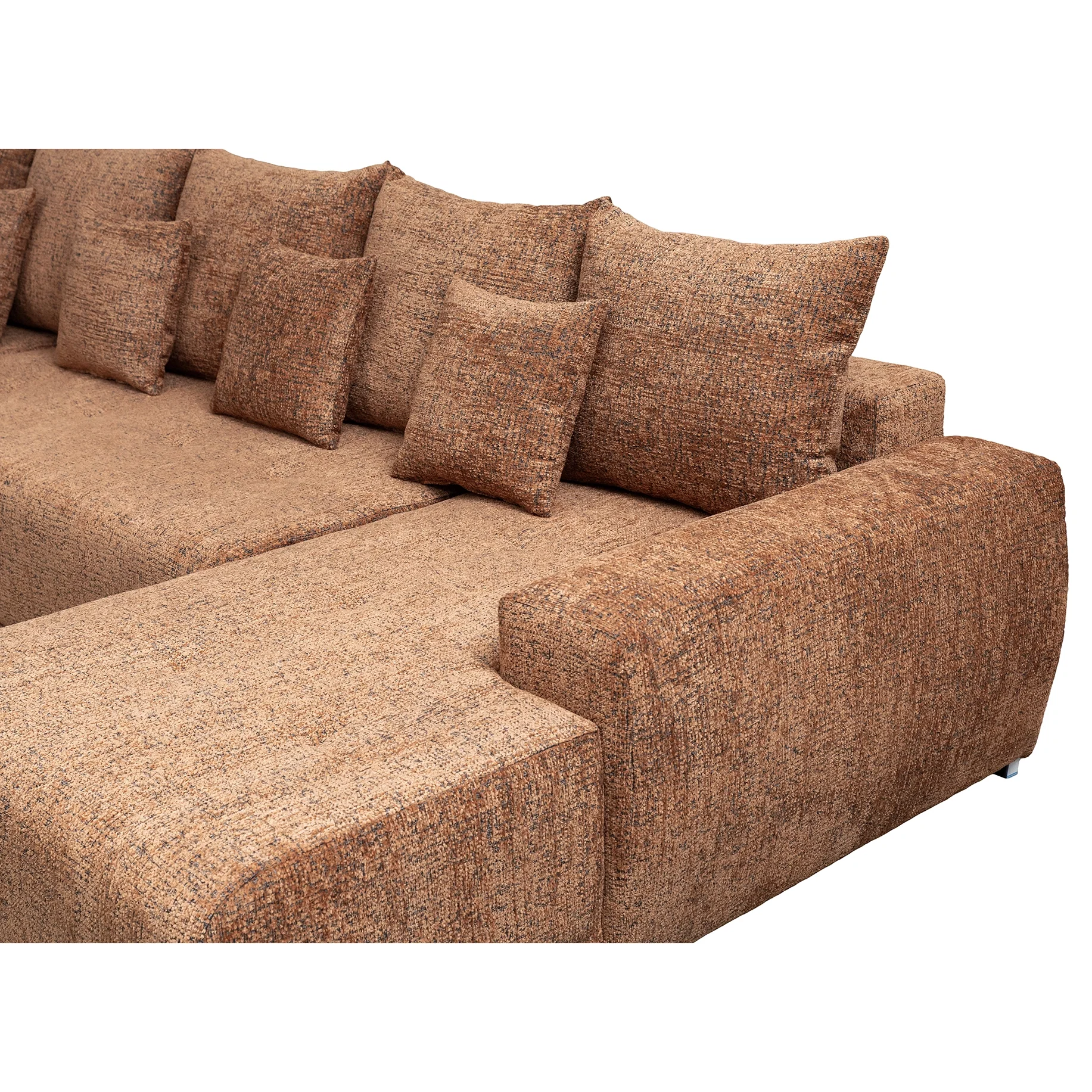 Coltar extensibil MARIBO U, cu arcuri si lada depozitare, colt stanga, caramiziu, 350x203x90 cm [7]