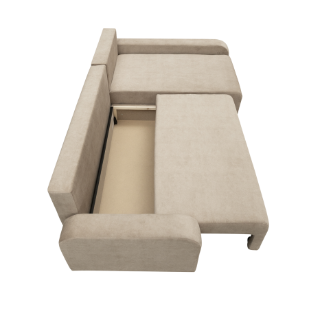 Coltare Moderne - Coltar extensibil RIO, cu arcuri si lada depozitare, colt interschimbabil, bej, 235x140x83 cm
