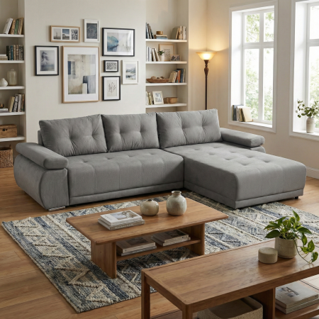 Coltar extensibil SAINT TROPEZ, cu arcuri si lada depozitare, colt interschimbabil, 315x204x85 cm [12]