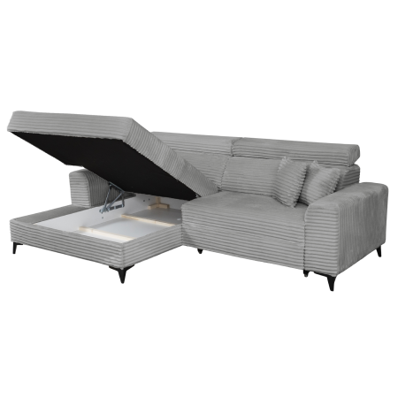 Coltar FLORIDA ONE L TILIA extensibil, cu arcuri si lada depozitare, colt stanga, gri deschis, 280x175x95 cm [6]