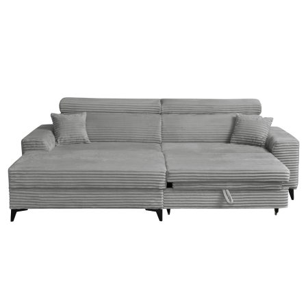 Coltar FLORIDA ONE L TILIA extensibil, cu arcuri si lada depozitare, colt stanga, gri deschis, 280x175x95 cm [4]