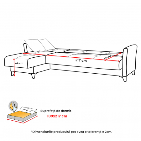 Coltar LOREN extensibil, cu lada depozitare, colt interschimbabil, 240x143x85 cm - ExpoMob [5]