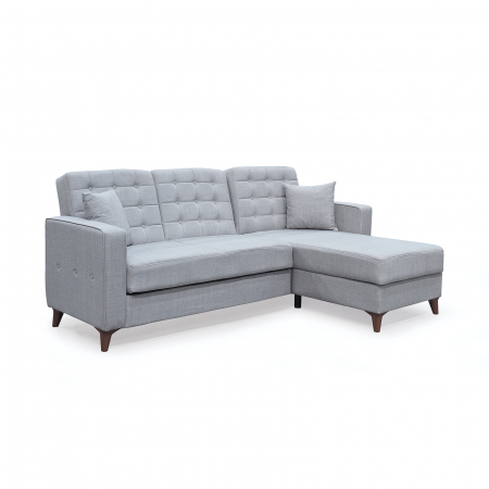 Coltare Clasice - Coltar LUCIANO extensibil, cu lada depozitare, colt interschimbabil, gri, 230x145x80 cm - Expomob