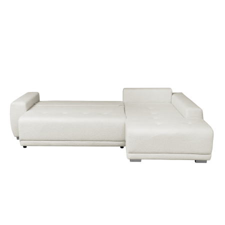 Produs în România - Coltar MARIBO L BUCLE extensibil, cu arcuri si lada depozitare, colt dreapta, crem, 280x204x92 cm