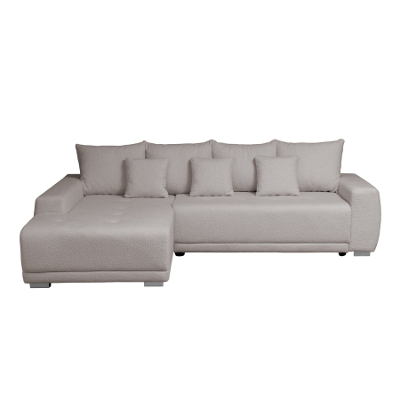 Coltar MARIBO L BUCLE extensibil, cu arcuri si lada depozitare, colt stanga, roz prafuit, 280x204x92 cm