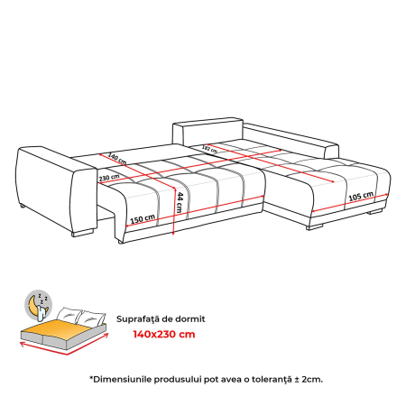 Coltar MARIBO extensibil, cu arcuri si lada depozitare, 280x204x92 cm - ExpoMob [9]